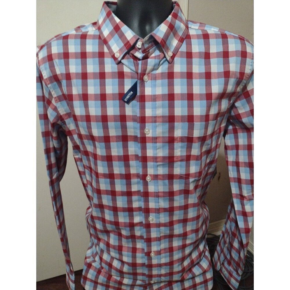 Men's George Classic Fit Wrinkle Resistant Poplin Shirt Multicolor Large (42-44)
